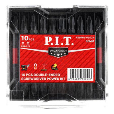 Бита ударная двусторон. магнитная PH2-PZ2х65мм IMPACT торсион (кейс) (уп.10шт) P.I.T. ASDR03-065CA