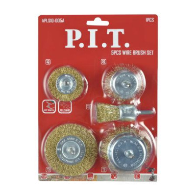 Набор кордщеток латунированная витая проволока хвостовик 6мм (5 предметов) P.I.T. APLS10-005A