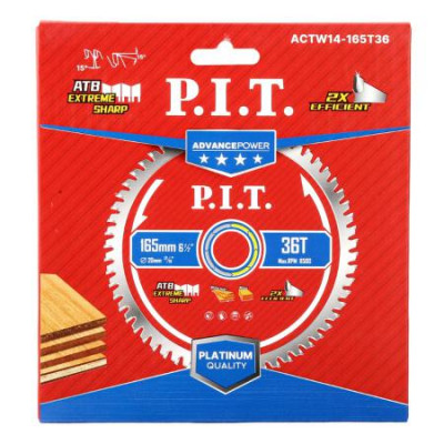 Диск пильный по дереву ADVANCE 165х20х1.4мм 36T Carbide зуб ATB 15град. P.I.T. ACTW14-165T36