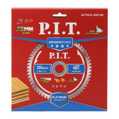 Диск пильный по дереву ADVANCE 200х30х1.4мм 48T Carbide зуб ATB 15град. P.I.T. ACTW14-200T48