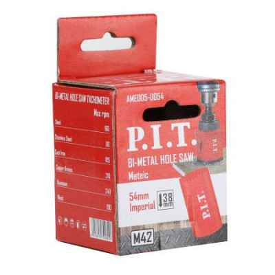 Коронка биметаллическая по металлу 54х44мм переменный шаг зуба сталь М42 (HSS Со 8%) P.I.T. AMED05-0054