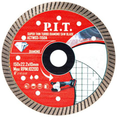 Диск отрезной алмазный Turbo 150х22.2х1.4мм P.I.T. ACTW03-T150A