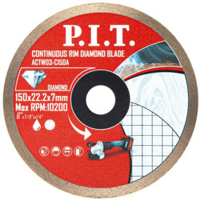 Диск отрезной алмазный сплошной 150х22.2х1.4мм P.I.T. ACTW03-C150A
