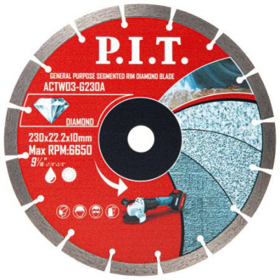 Диск отрезной алмазный сегментированный 230х22.2х1.8мм P.I.T. ACTW03-G230A