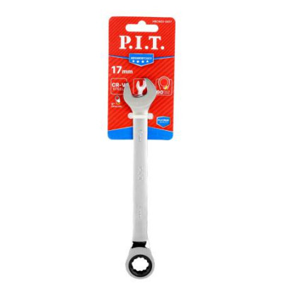 Ключ комбинированный с храповым механизмом ADVANCE 17мм 40CrV 90 зубцов NiCr P.I.T. HRCW01-0017
