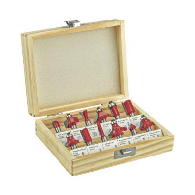 Набор фрез по дереву хвостовик 8мм (деревянный кейс) (12 предметов) P.I.T. ACTW09-012B