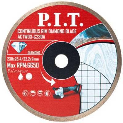 Диск отрезной алмазный сплошной 230х25.4/22.4х1.8мм P.I.T. ACTW03-C230A