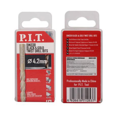 Сверло по металлу 4.2х75мм 135град. трехгранный хвостовик (уп.10шт) P.I.T AMED15-0402