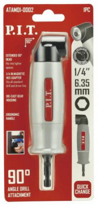 Адаптер угловой для бит 90град. 1/4дюйм (6.35мм) магнитный хвостовик HEX 1/4дюйм P.I.T. ATAM01-0002