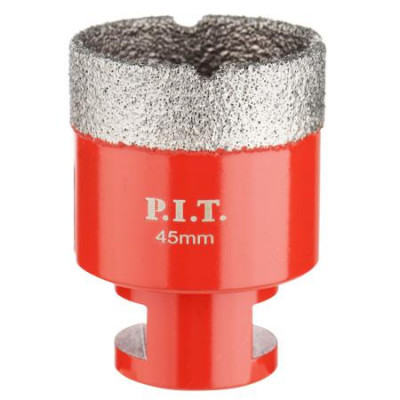 Коронка алмазная по керамограниту 45мм M14 сухое/мокрое сверление вакуумная пайка P.I.T. AMAS18-0045