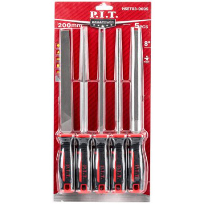 Набор напильников №2 300/200мм перекрестная насечка двухкомпонентн. рукоятка (5 предметов) P.I.T. HSET03-0005