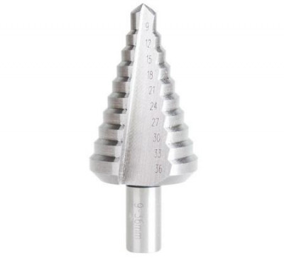 Сверло по металлу ступенчатое 9-36мм 10 ступеней с шагом 3мм HSS P.I.T. AMED08-0936
