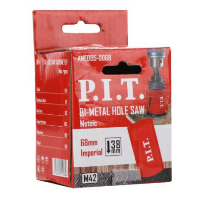 Коронка биметаллическая по металлу 68х44мм переменный шаг зуба сталь М42 (HSS Со 8%) P.I.T. AMED05-0068