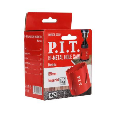 Коронка биметаллическая по металлу 89х44мм переменный шаг зуба сталь М42 (HSS Со 8%) P.I.T. AMED05-0089