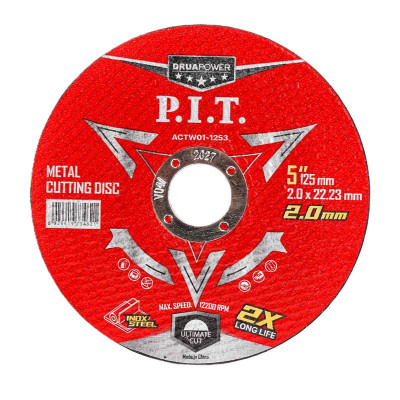 Диск отрезной по металлу 125х22.2х2.0мм (уп.10шт) P.I.T ACTW01-1253