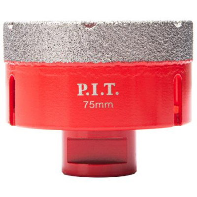 Коронка алмазная по керамограниту 75мм M14 сухое/мокрое сверление вакуумная пайка P.I.T. AMAS18-0075
