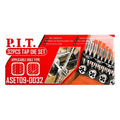 Набор для нарезания резьбы метчик; плашки; держатели (32 предмета) P.I.T. ASET09-0032