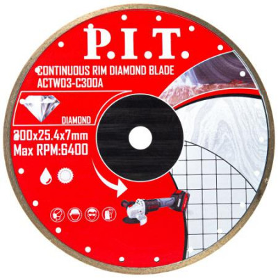 Диск отрезной алмазный сплошной 300х25.4х1.8мм P.I.T. ACTW03-C300A