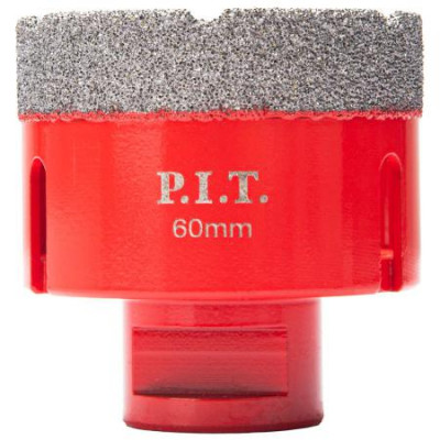 Коронка алмазная по керамограниту 60мм M14 сухое/мокрое сверление вакуумная пайка P.I.T. AMAS18-0060