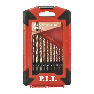 Набор сверл по металлу 1.5-6.5мм с шагом 0.5мм+4.2мм и 3.2мм (кейс) (13 предметов) P.I.T. ASET01-013A
