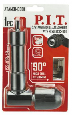 Адаптер угловой с патроном 155х108х49мм 90град. БЗП 0.8-10мм хвостовик 8мм P.I.T. ATAM01-0001