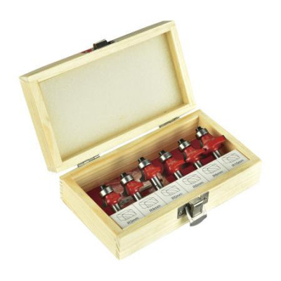 Набор фрез по дереву хвостовик 8мм (деревянный кейс) (6 предметов) P.I.T. ACTW09-006A