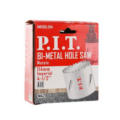 Коронка биметаллическая по металлу 114х44мм переменный шаг зуба сталь М42 (HSS Со 8%) P.I.T. AMED05-0114