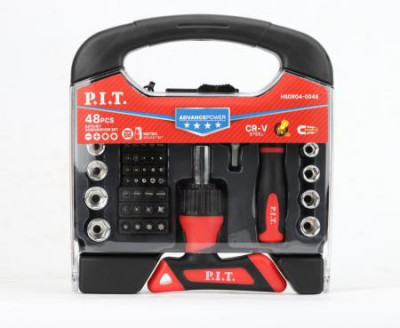 Набор бит и головок с рукоятками ADVANCE 2 рукоятки; 2 адаптера (кейс) (48 предметов) P.I.T. HSDR04-0048