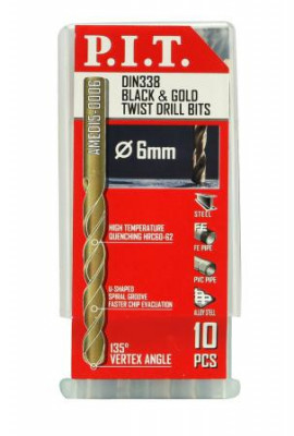 Сверло по металлу 6.0х93мм 135град. трехгранный хвостовик (уп.10шт) P.I.T AMED15-0006