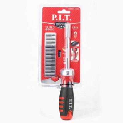 Набор бит с рукояткой ADVANCE рукоятка с трещоткой; биты 12шт (блист.) P.I.T. HSDR04-0012A
