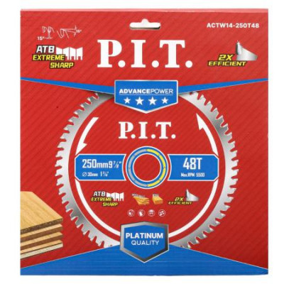 Диск пильный по дереву ADVANCE 250х30х2.2мм 48T Carbide зуб ATB 15град. P.I.T. ACTW14-250T48