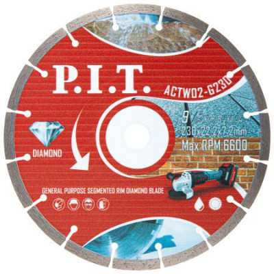 Диск отрезной алмазный сегментированный 230х22.2х1.8мм P.I.T. ACTW02-G230
