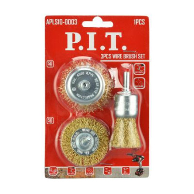 Набор кордщеток латунированная витая проволока хвостовик 6мм (3 предмета) P.I.T. APLS10-0003