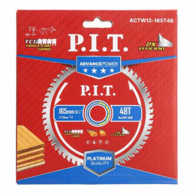 Диск пильный по дереву ADVANCE 165х20х1.4мм 48T Carbide зуб TCG 15град. P.I.T. ACTW12-165T48