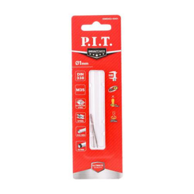 Сверло по металлу 1.0х34мм М35 135град. покрытие кобальт. Со5% P.I.T. AMED02-0001