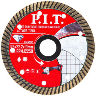 Диск отрезной алмазный Turbo 125х22.2х1.4мм P.I.T. ACTW03-T125A
