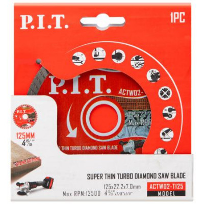 Диск отрезной алмазный Turbo 125х22.2х1.4мм P.I.T. ACTW02-T125