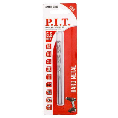 Сверло по металлу спиральное 5.5х93мм 135град. круглый хвостовик P.I.T. AMED01-0505