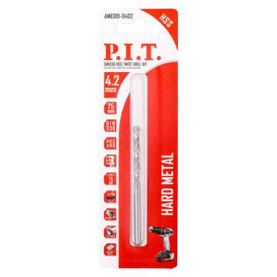 Сверло по металлу спиральное 4.2х75мм 135град. круглый хвостовик P.I.T. AMED01-0402