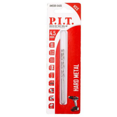 Сверло по металлу спиральное 4.5х80мм 135град. круглый хвостовик P.I.T. AMED01-0405