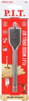 Сверло по дереву перовое 24х152мм хвостовик HEX 1/4дюйм (6.35мм) P.I.T. AWOD04-0024