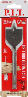 Сверло по дереву перовое 40х152мм хвостовик HEX 1/4дюйм (6.35мм) P.I.T. AWOD04-0040