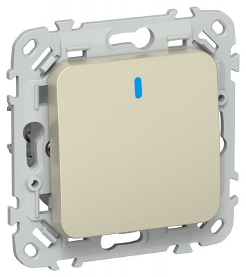 Выключатель кнопочный проходной 1-кл. СП FLITE ВС61-2-1-ФлШ 10А с индикацией механизм шампань IEK FI-V18-1-10-1-K37