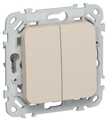 Выключатель жалюзи СП FLITE ВЖ52-2-0-ФлЛ 10А механизм льняной IEK FI-V15-0-10-1-K88