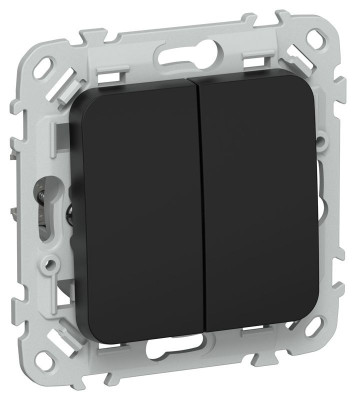 Выключатель проходной 2-кл. СП FLITE ВС62-1-0-ФлЧ 10А механизм черн. IEK FI-V22-0-10-1-K02