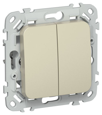 Выключатель кнопочный проходной 2-кл. СП FLITE ВС62-2-0-ФлШ 10А механизм шампань IEK FI-V28-0-10-1-K37
