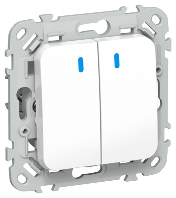 Выключатель кнопочный проходной 2-кл. СП FLITE ВС62-2-1-ФлБ 10А с индикацией механизм бел. IEK FI-V28-1-10-1-K01