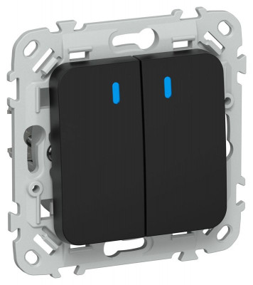 Выключатель кнопочный проходной 2-кл. СП FLITE ВС62-2-1-ФлЧ 10А с индикацией механизм черн. IEK FI-V28-1-10-1-K02