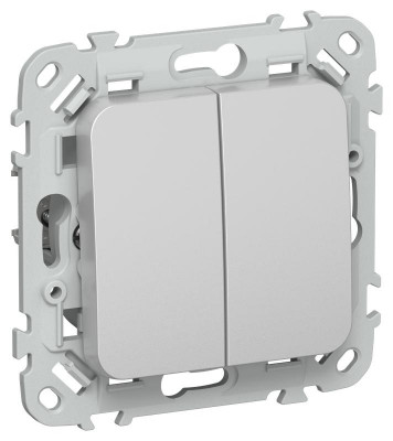 Выключатель кнопочный проходной 2-кл. СП FLITE ВС62-2-0-ФлА 10А механизм алюм. IEK FI-V28-0-10-1-K47