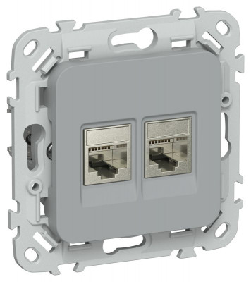 Розетка компьютерная 2-м СП FLITE РК6-2-1-ФлС RJ45 кат.6 STP механизм сер. IEK FI-K21-2-K03